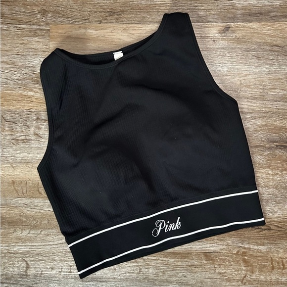 Pink black crop exercise sports bra tank - Picture 1 of 1